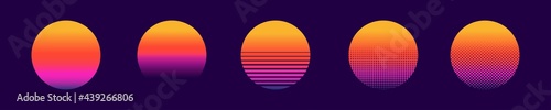 retro sun 80s neon sunset vintage design dark background vector illustration abstract cyberpunk sun template