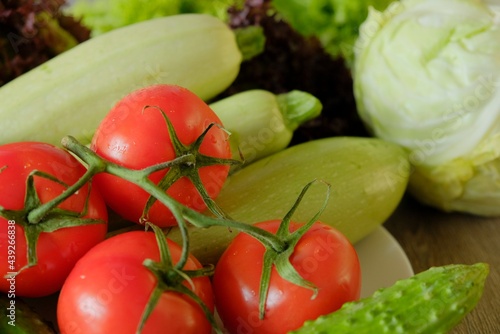 Organic harvest vegetable assortment diet. cooking season.