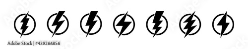 lightning bolt icon. energy power thnder flash electric volt sign vector illustration isolated on white background. thunderstorm logo  set