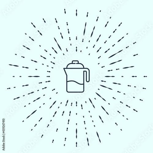Black line French press icon isolated on grey background. Abstract circle random dots. Vector