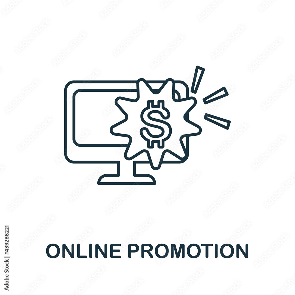 Online Promotion line icon. Simple outline illustration from e-commerce collection. Creative Online Promotion icon for web design, templates, infographics and more