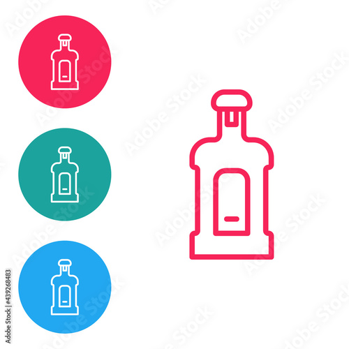 Red line Orujo icon isolated on white background. Set icons in circle buttons. Vector