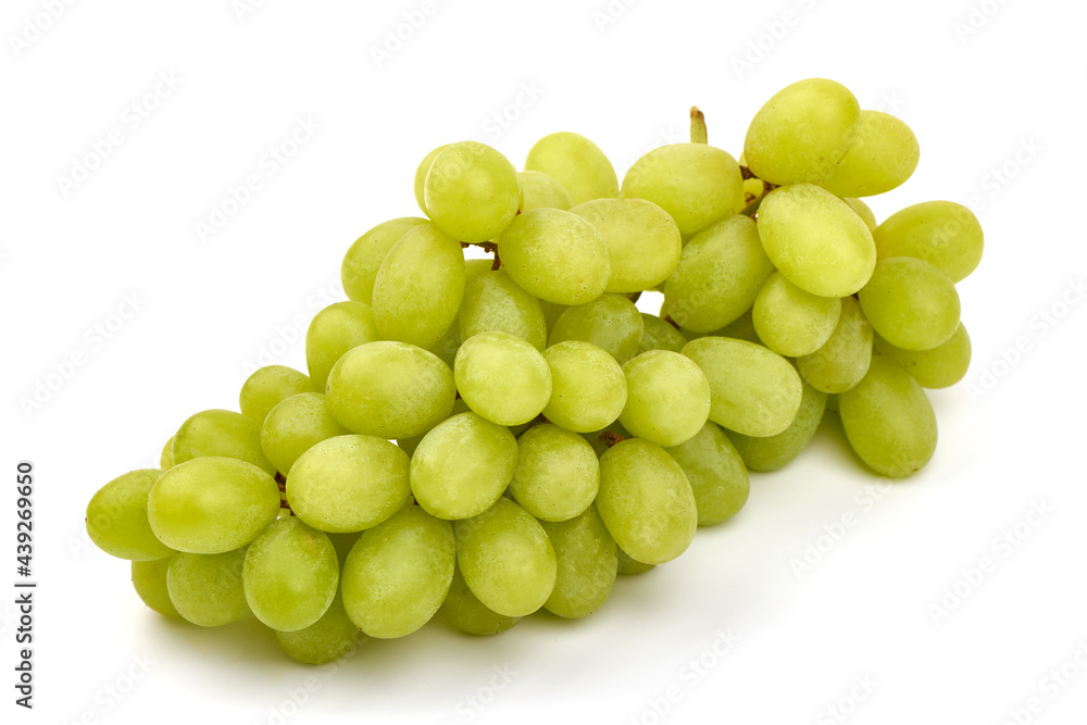 Fresh green grape, isolated on white background. High resolution image.