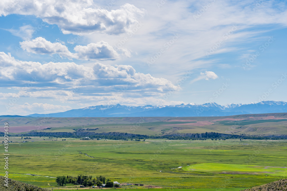 An overlooking landscape view of Madison Buffalo Jump SP, Montana