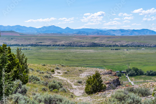 An overlooking landscape view of Madison Buffalo Jump SP, Montana