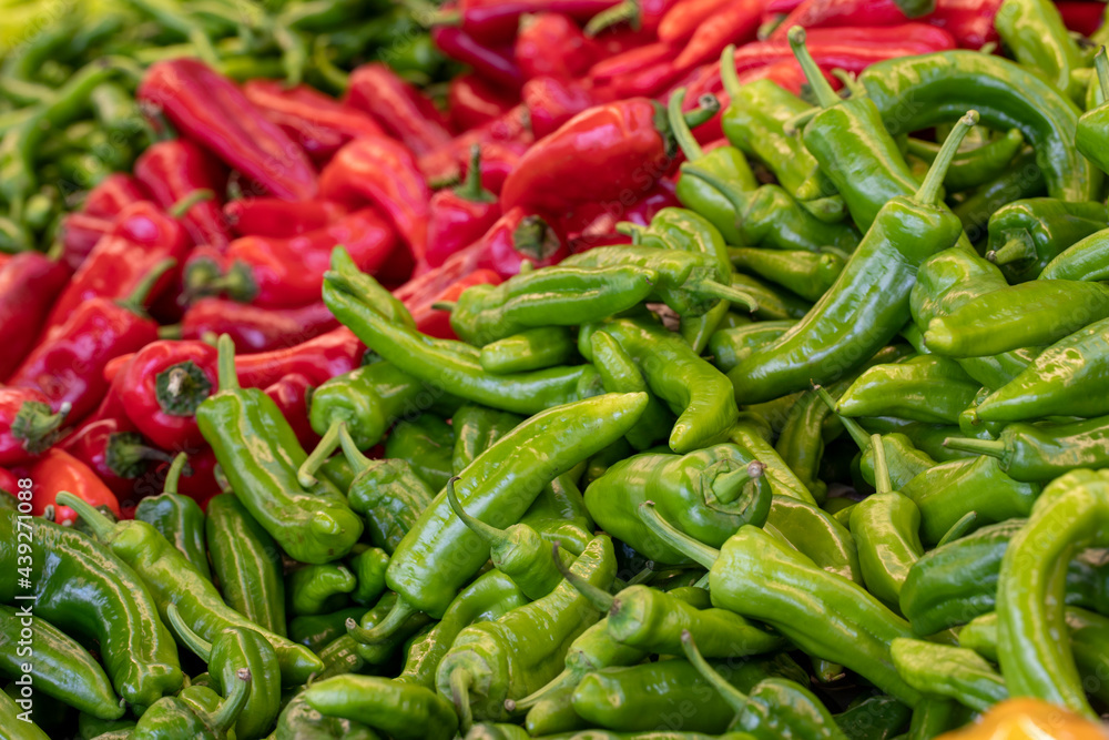 Pepper varieties sold in the market. Food background Pepper varieties sold in the market. Food background