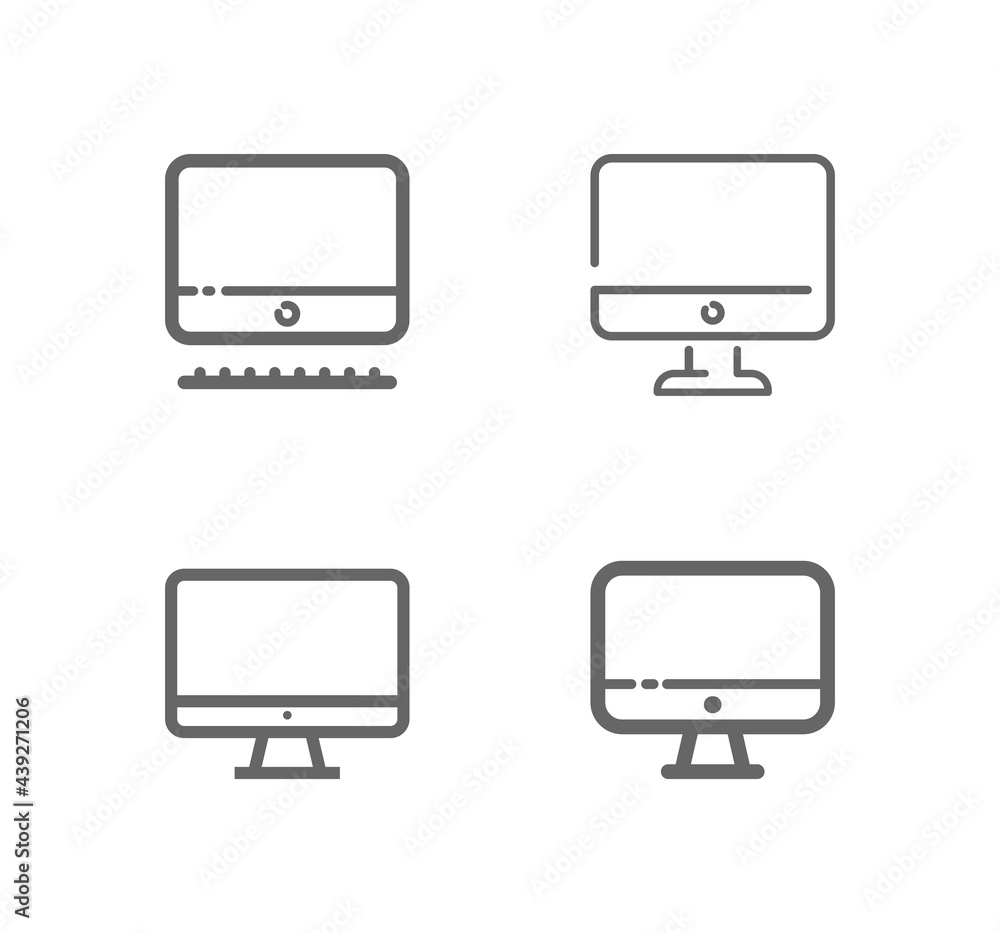 Computer, monitor screen line vector icon set Computer, monitor screen line vector icon set