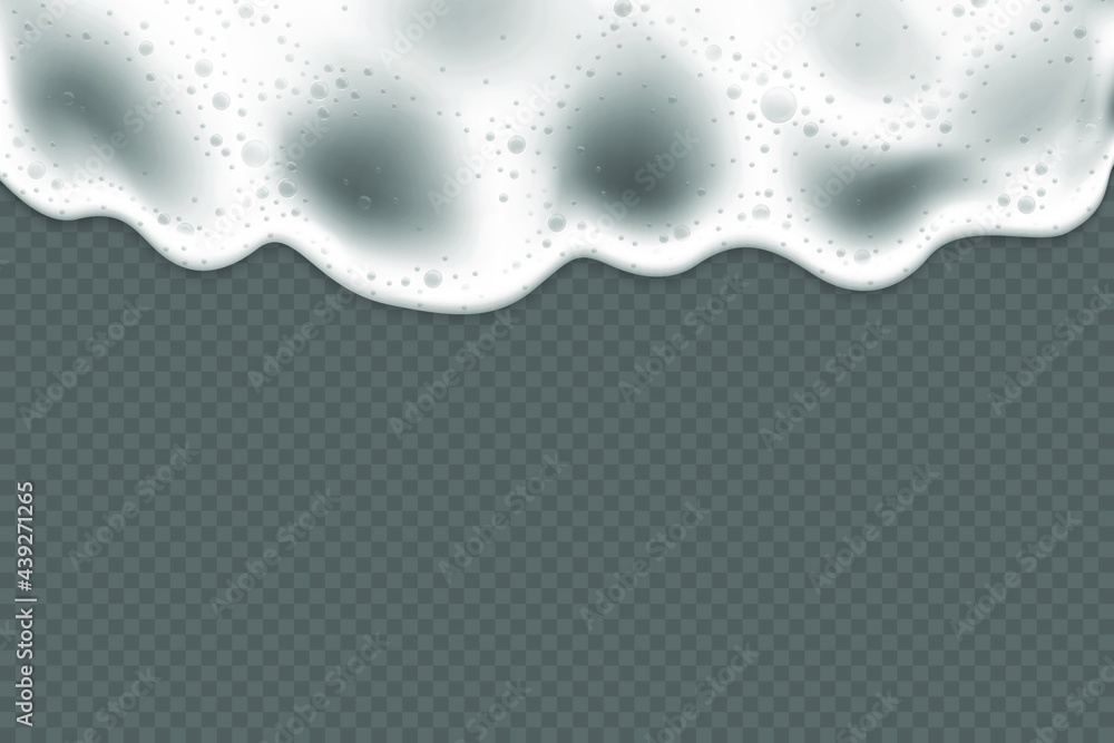 Realistic 3d liquid foam. Beer, soap or sea foam, water bubbles on ...