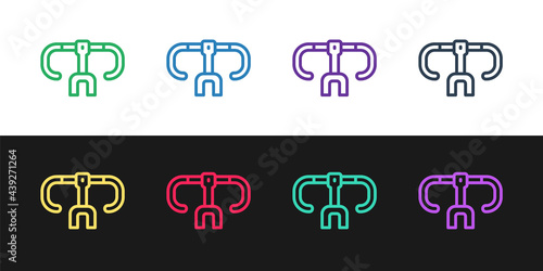 Set line Bicycle handlebar icon isolated on black and white background. Vector