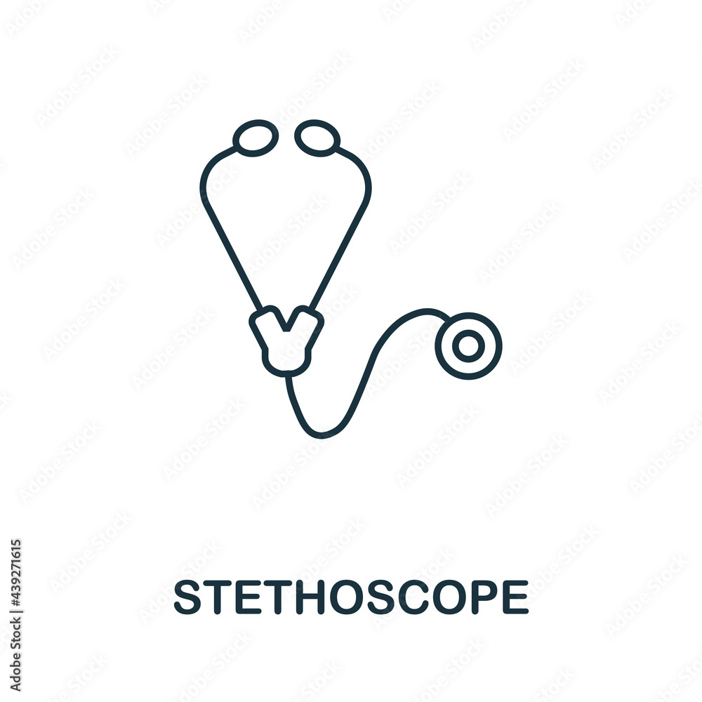 Stethoscope line icon. Thin style element from medicine icons collection. Outline stethoscope icon