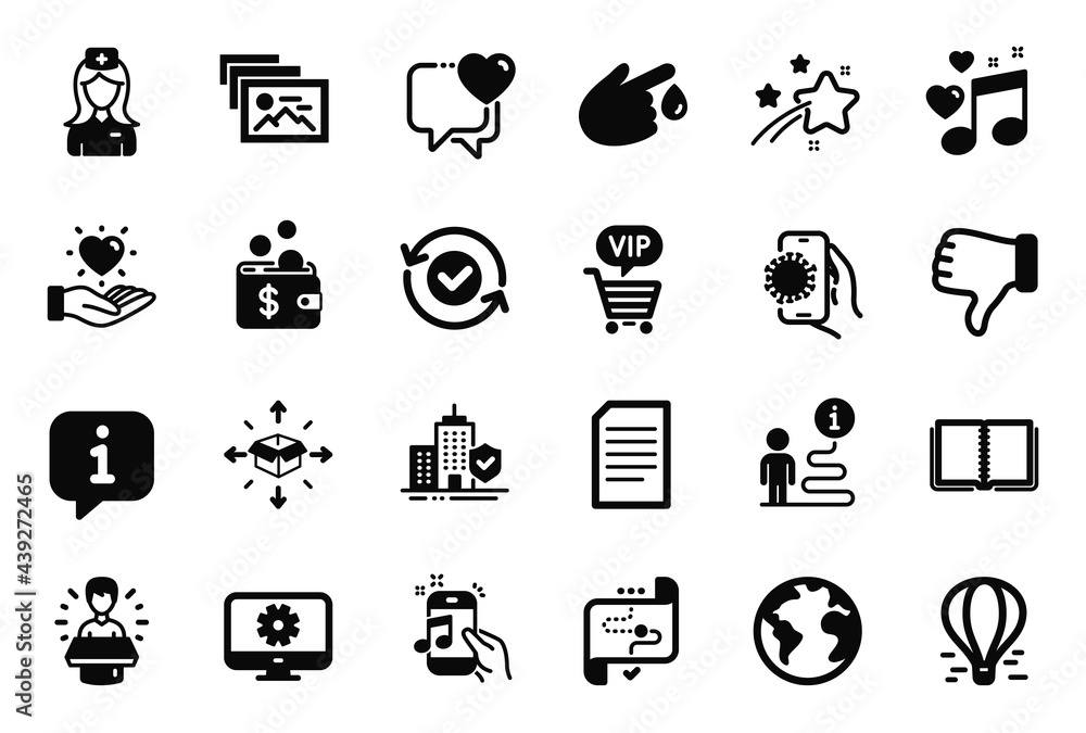 Vector Set of Business icons related to Vip shopping, Hold heart and Brand ambassador icons. Air balloon, Hospital nurse and Security confirmed signs. Target path, Parcel delivery and Heart. Vector Vector Set of Business icons related to Vip shopping, Hold heart and Brand ambassador icons. Air balloon, Hospital nurse and Security confirmed signs. Target path, Parcel delivery and Heart. Vector