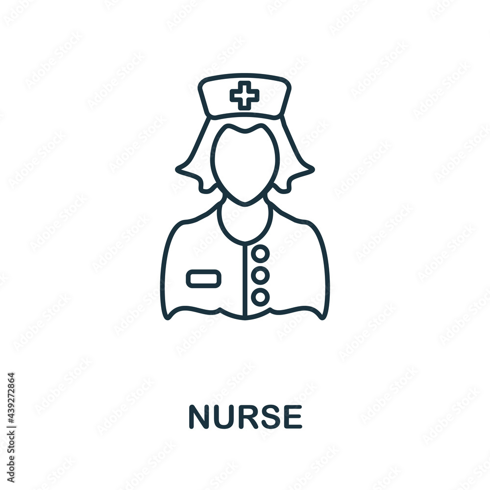 Nurse line icon. Thin style element from medicine icons collection. Outline nurse icon Nurse line icon. Thin style element from medicine icons collection. Outline nurse icon