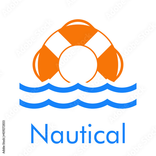 Logotipo anillo salvamento con olas en color azul y nranja
