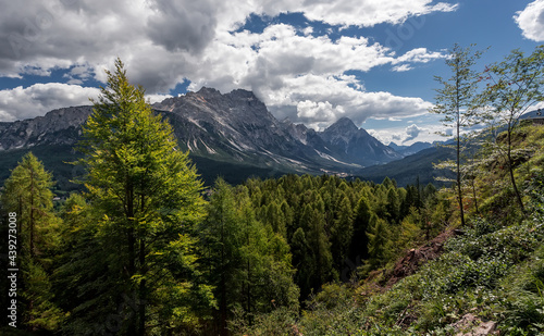 Wonderful Aerial landscape image. Splendid autumn scenery of Dolomites mountains. Amazing nature of Italy,