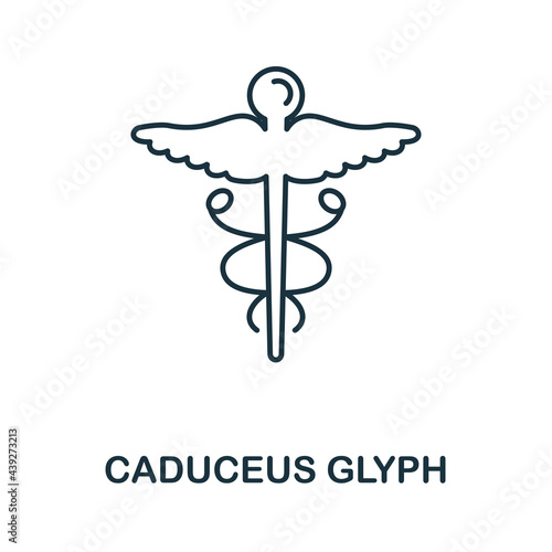 Caduceus Glyph line icon. Thin style element from medicine icons collection. Outline caduceus glyph icon