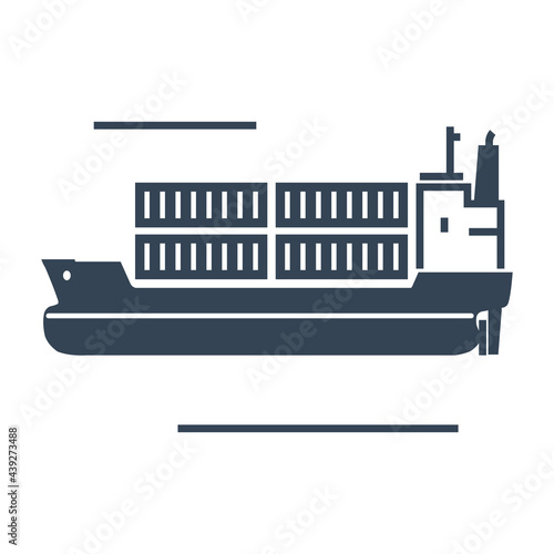 Vector black icon container ship