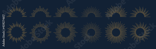 Sunburst set. Extended collection of sunburst best quality. Star, firework explosion, logo, emblem, tag. Web banner. Vector Illustration eps 10