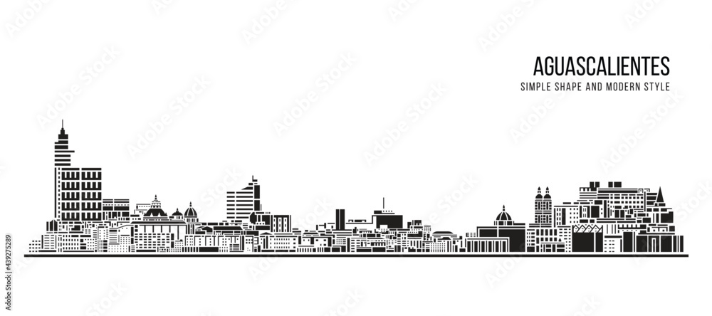 Cityscape Building Abstract Simple shape and modern style art Vector design - Aguascalientes city