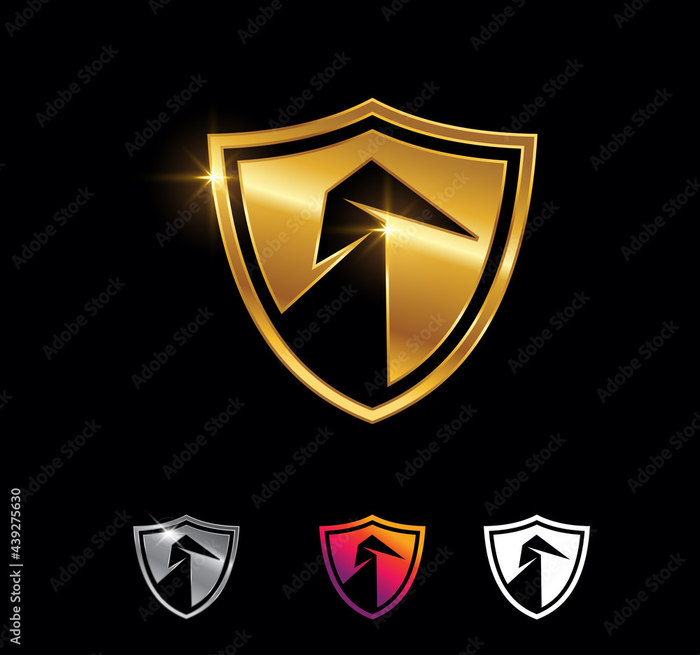 Golden Shield Vector Sign Golden Shield Vector Sign