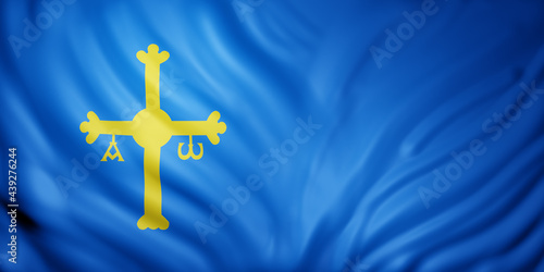 3d Asturias region flag photo