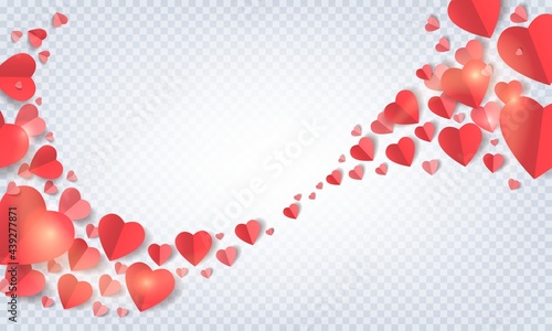 Paper folded hearts background