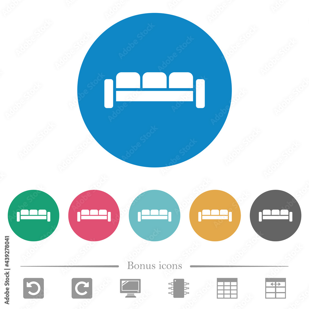 Sofa flat round icons
