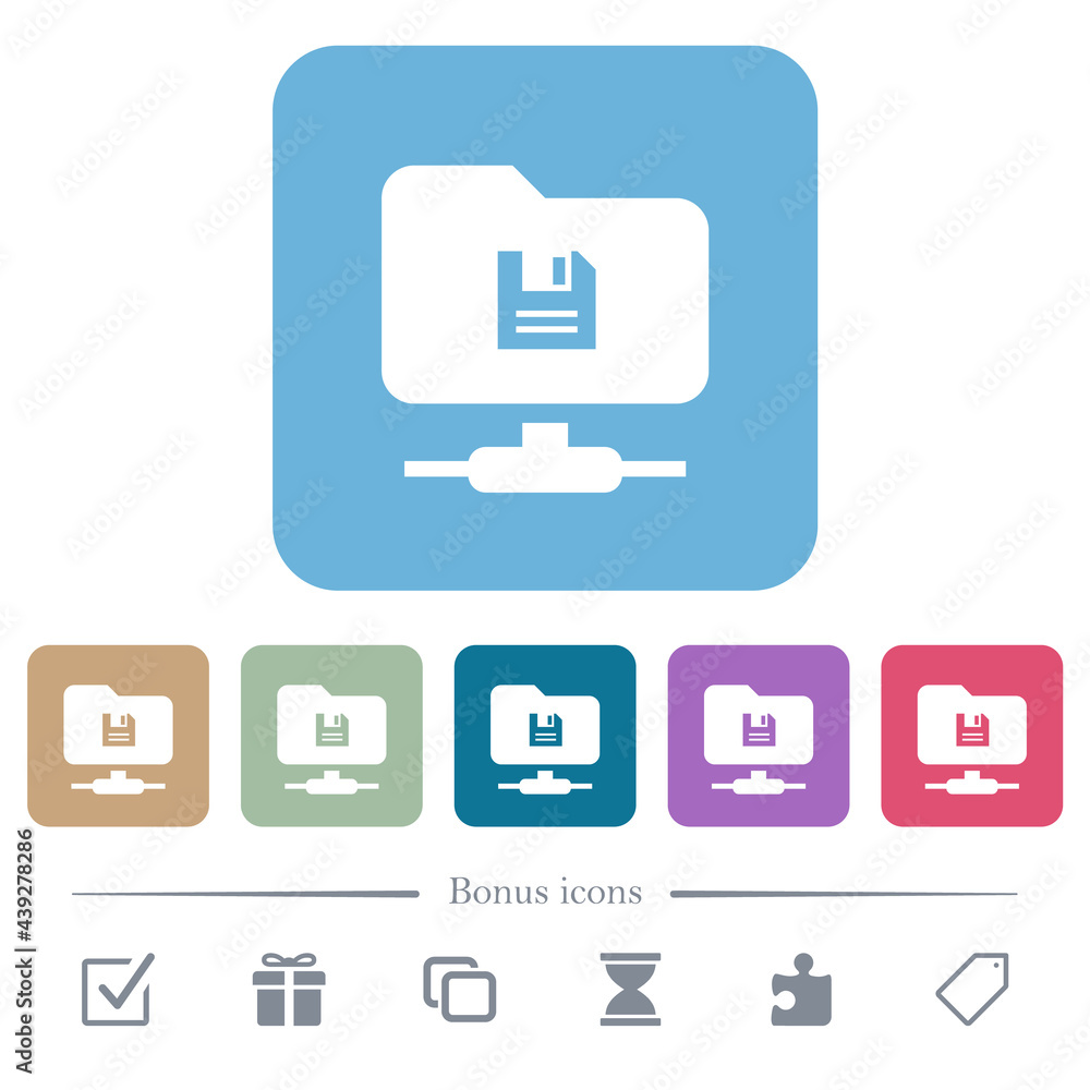 FTP save flat icons on color rounded square backgrounds FTP save flat icons on color rounded square backgrounds