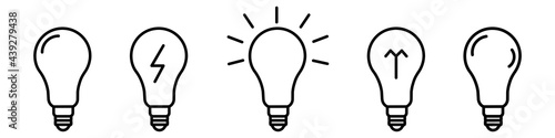 Light Bulb icon set, vector. Isolated on white background