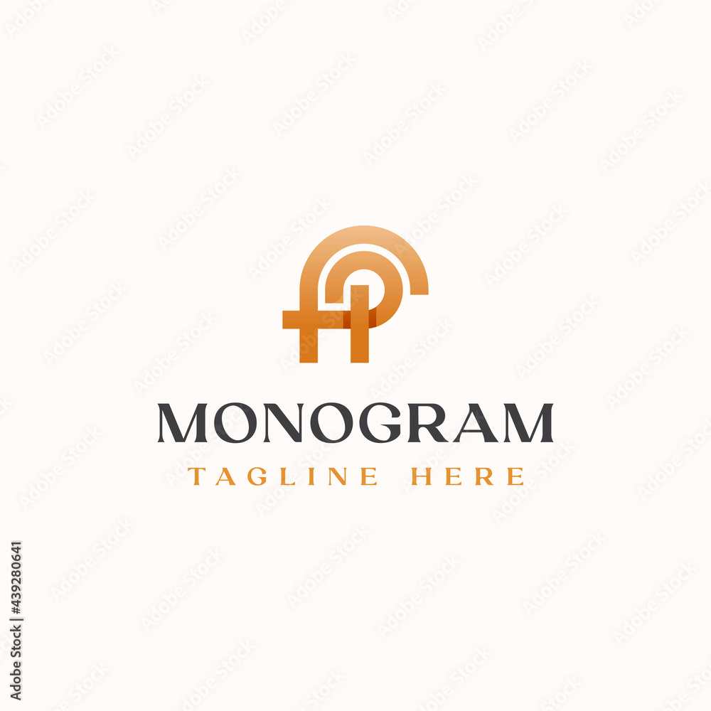 Fototapeta premium HP PH H P Monogram Logo Template Vector Illustration In Isolated White Background