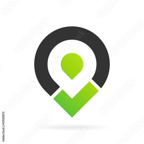 check logo that forming map location symbol