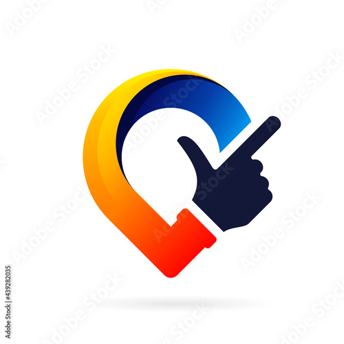 click hand logo forming location symbol