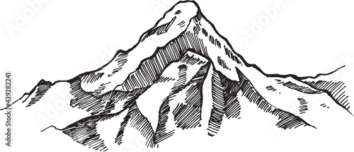 mountain Hand drawn illustration. Nature Forest Hand drawn Elements 