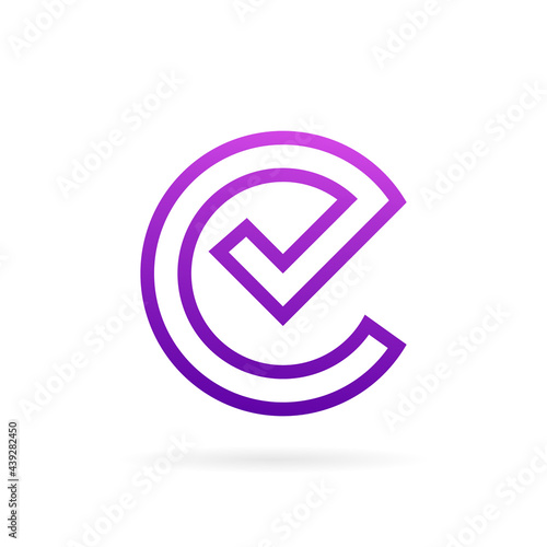 e check mark logo design template