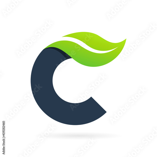 leaf letter c logo template