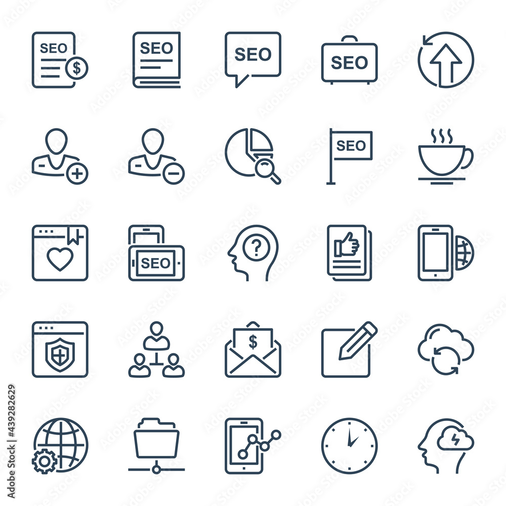 Outline icons for SEO & Web. Outline icons for SEO & Web.
