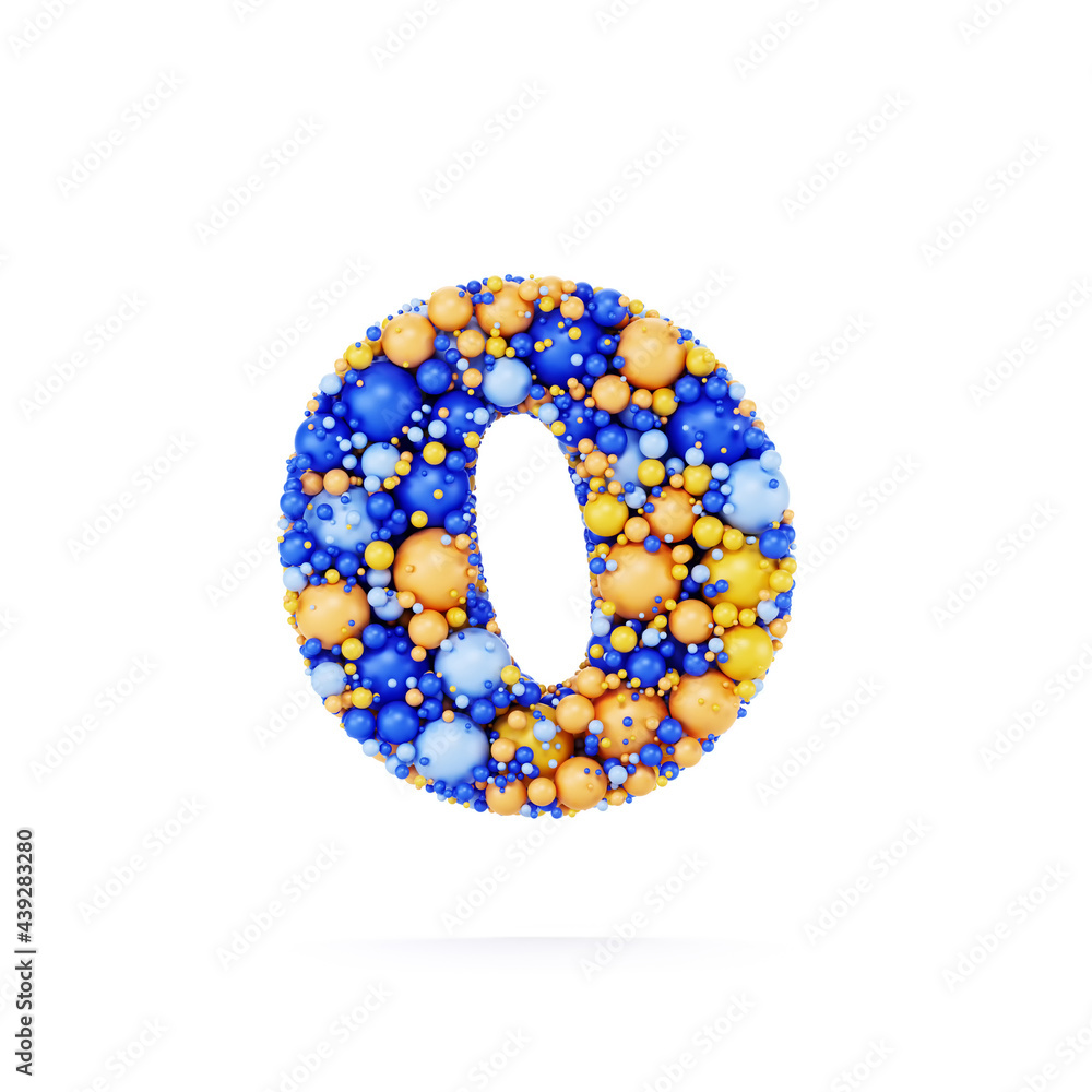 0 zero number digit with colored shiny balls 0 zero number digit with colored shiny balls
