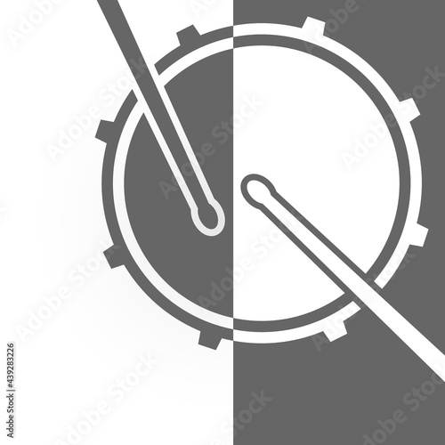 Snare drum with drumsticks. Vector