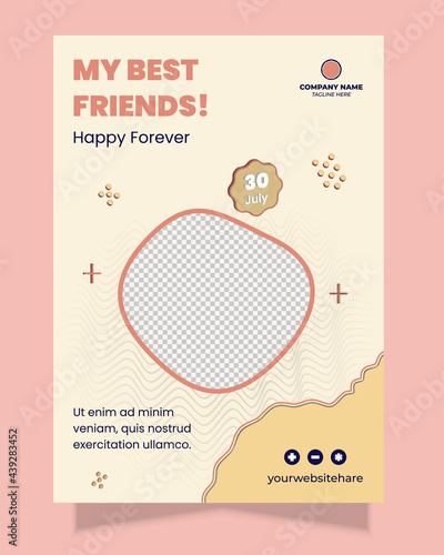 Party poster or flyer Design for Happy international Friendship Day following colour trends. (ID: 439283452)