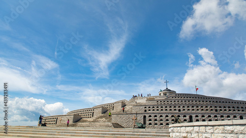 Military Shrine Memorial of Bassano del Grappa and blue sky.
