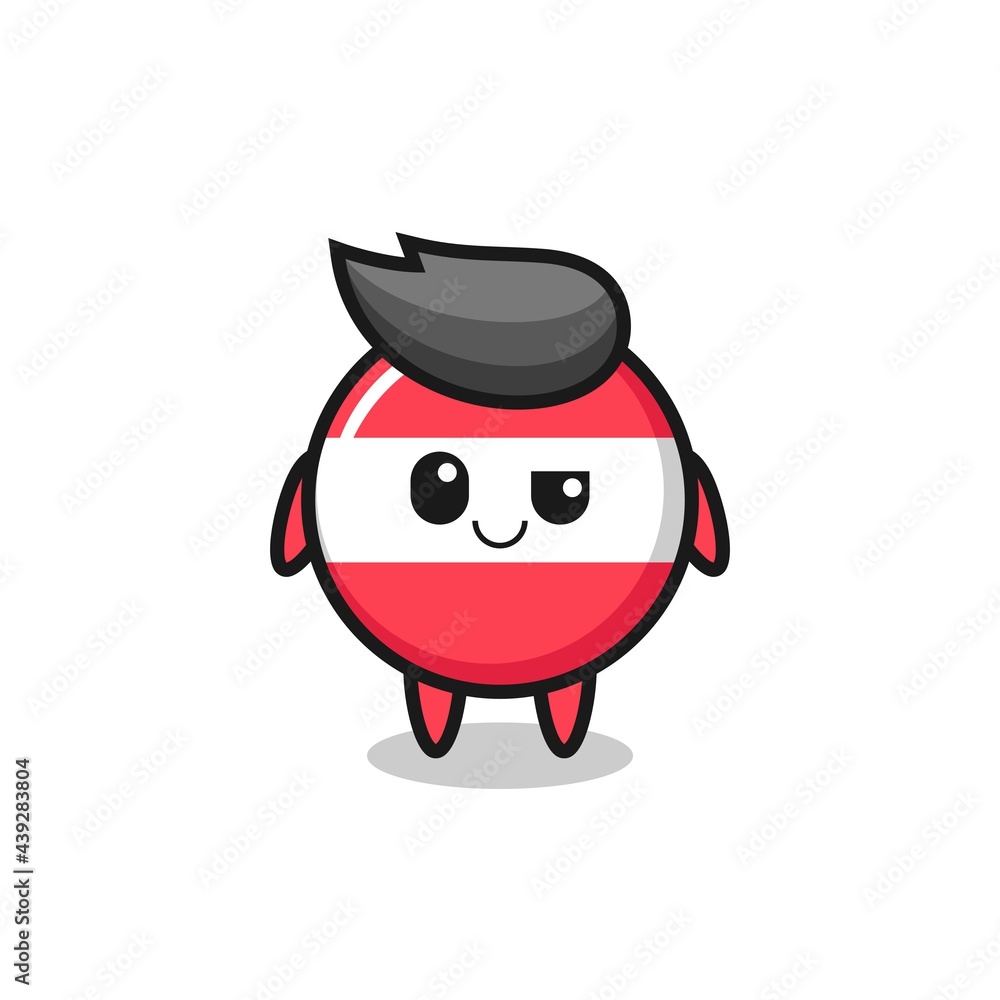 austria flag badge cartoon with an arrogant expression austria flag badge cartoon with an arrogant expression