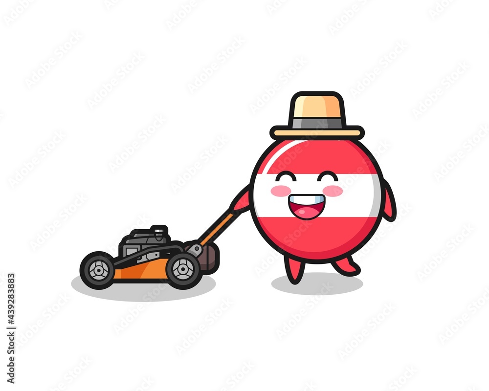 illustration of the austria flag badge character using lawn mower illustration of the austria flag badge character using lawn mower