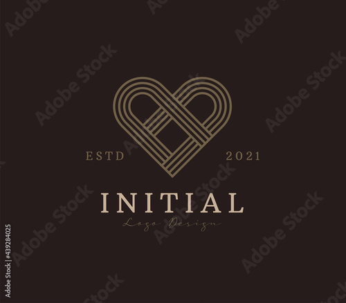 initial letter  AA with Heart Love logo design