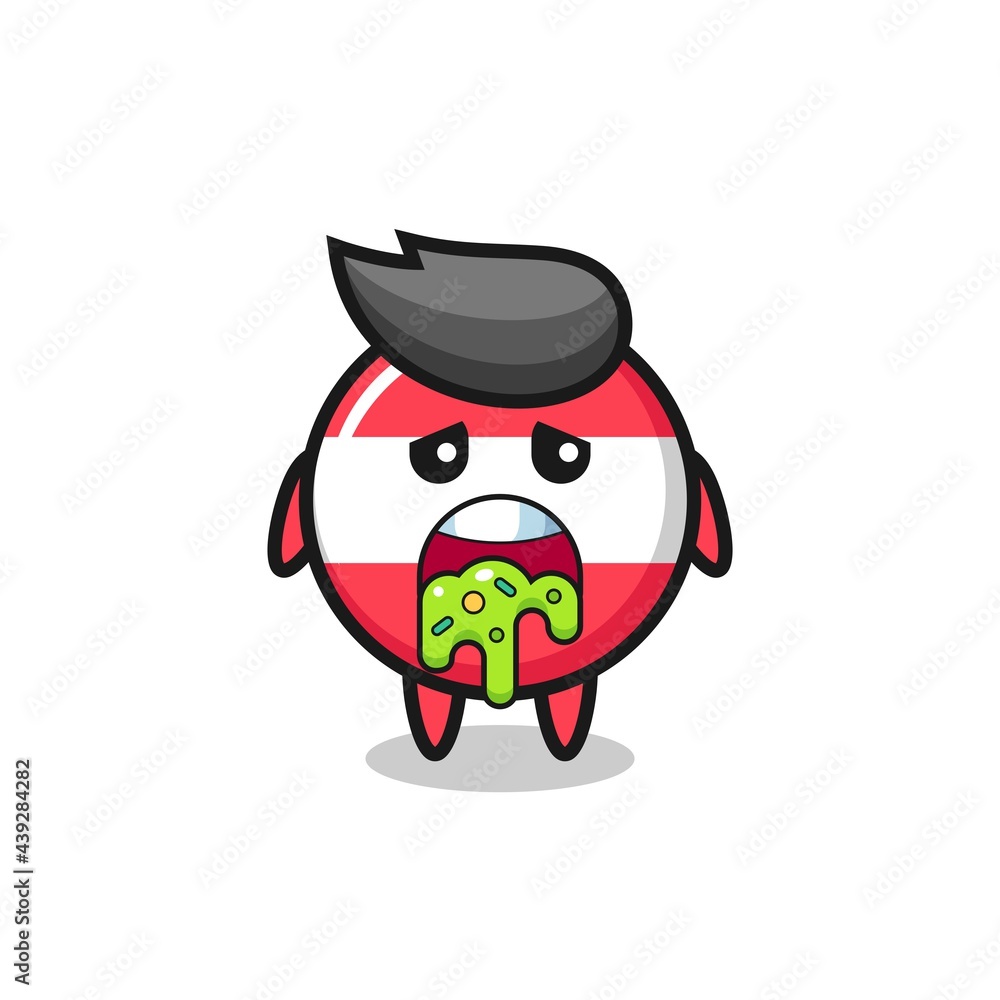 the cute austria flag badge character with puke