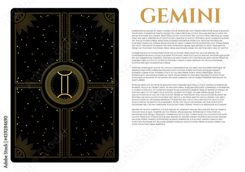 black and gold illustration of gemini sign