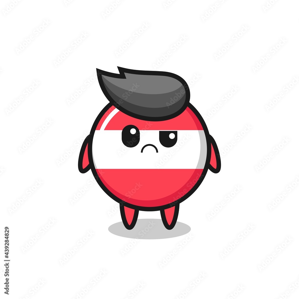 the mascot of the austria flag badge with sceptical face the mascot of the austria flag badge with sceptical face