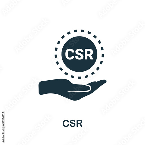 Csr icon. Simple creative element. Filled monochrome Csr icon for templates, infographics and banners