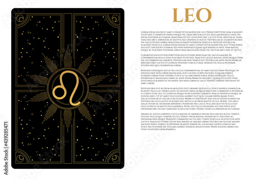 Vector black and gold abstraction of leo symbol