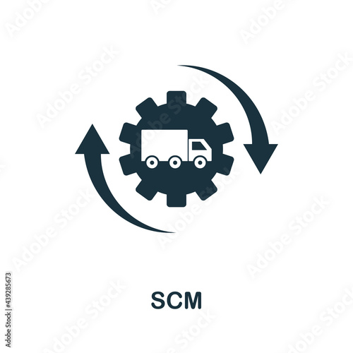 Scm icon. Simple creative element. Filled monochrome Scm icon for templates, infographics and banners