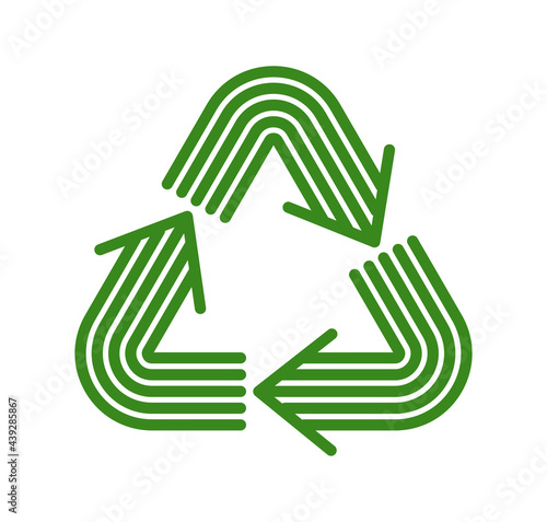 Recycle vector triangle icon in modern geometric linear style isolated on white, contemporary line symbol of environmental conservation.
