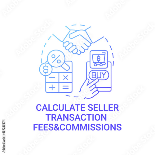 Calculate seller transaction fees and commissions concept icon. Selling goods abstract idea thin line illustration. Handling fee. Bank processing, shipping costs. Vector isolated outline color drawing